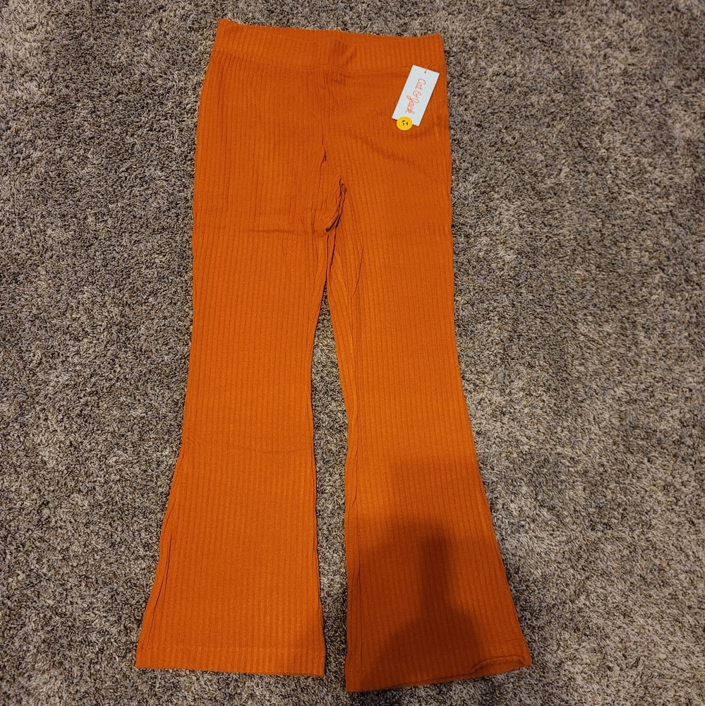 Orange Bell Bottom Leggings